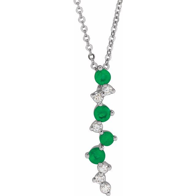 14K White Emerald & 1/10 CTW Diamond Scattered Bar 18