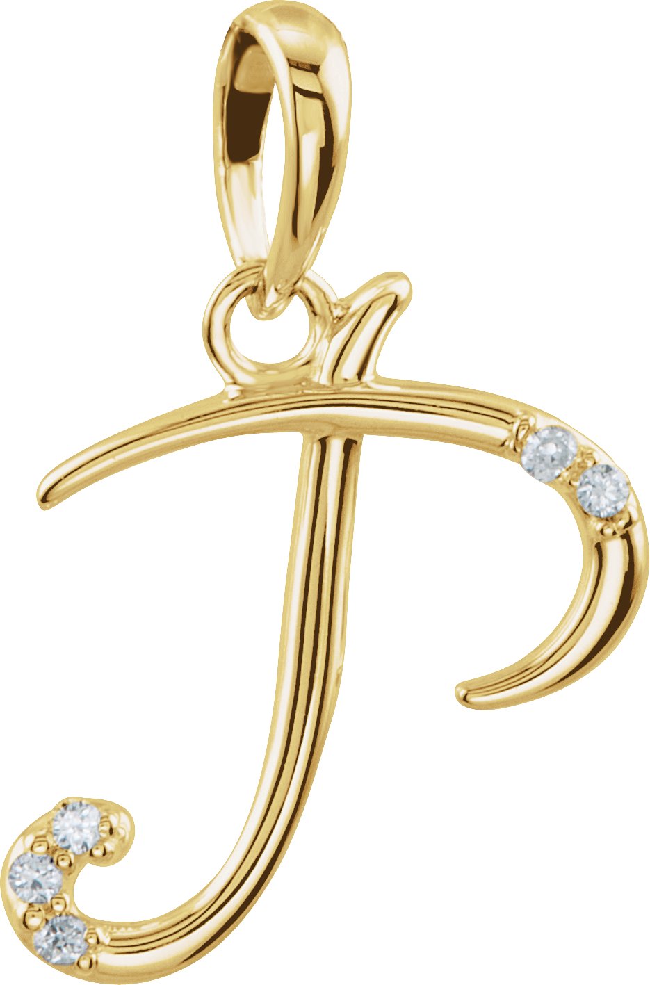 14K Yellow .025 CTW Natural Diamond Initial P Pendant