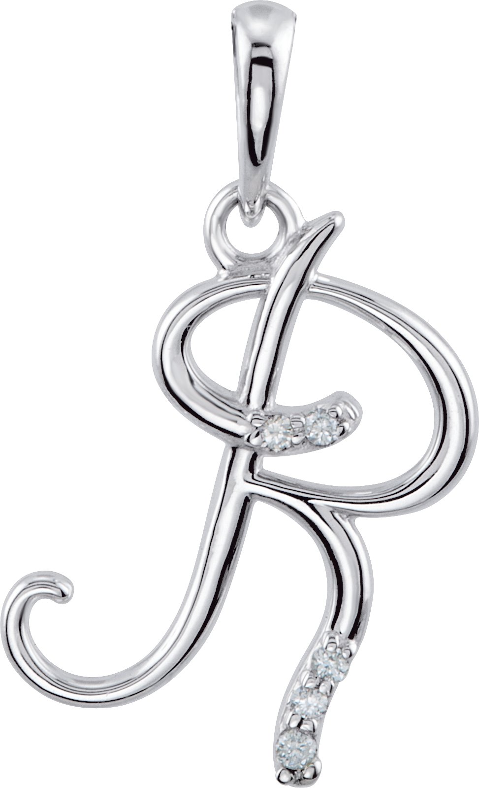 14K White .025 CTW Diamond Initial R Pendant