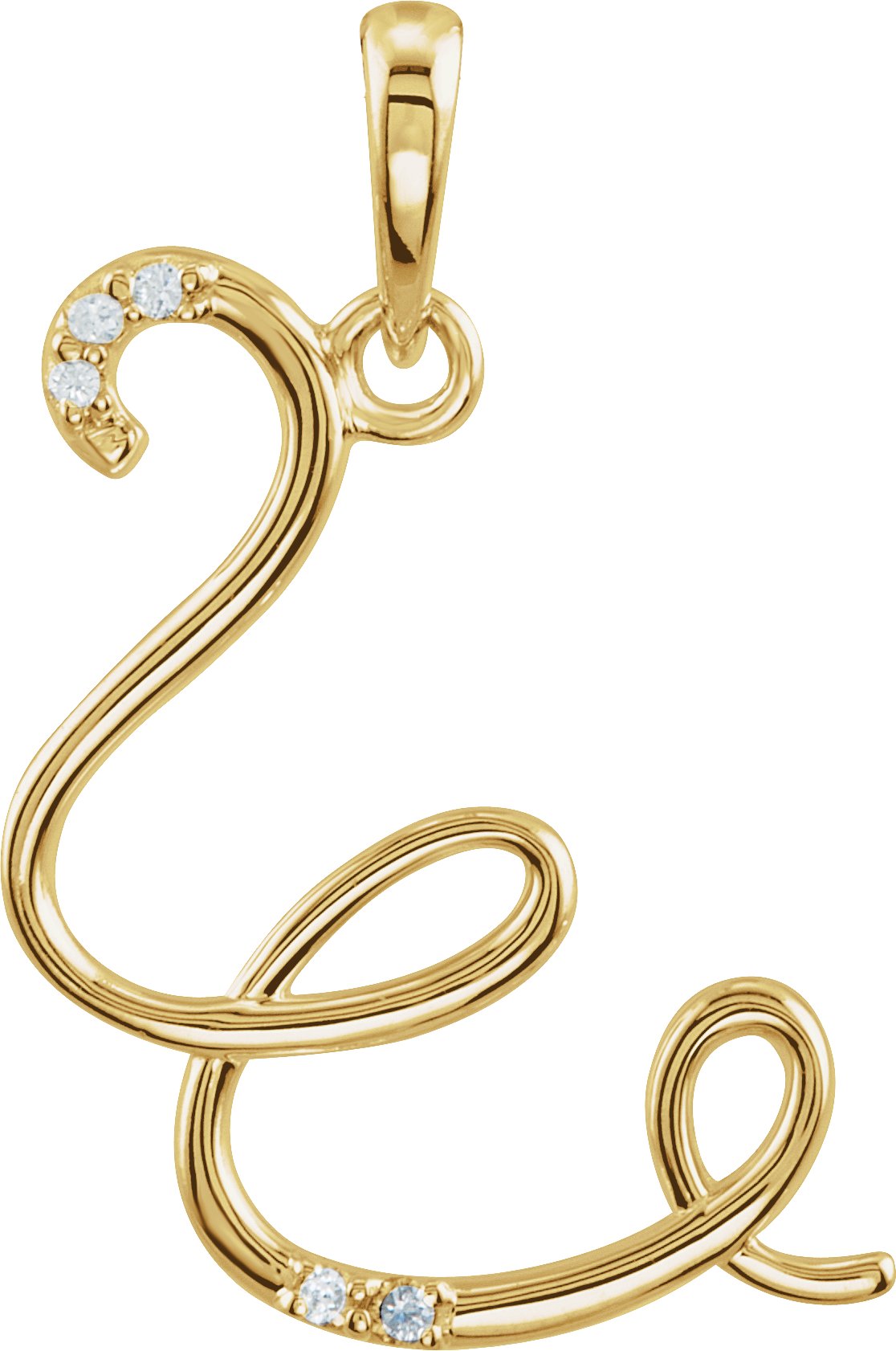 14K Yellow .025 CTW Diamond Initial W Pendant