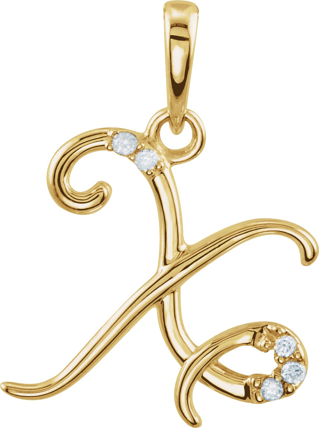 14K Yellow .025 CTW Natural Diamond Initial X 18" Necklace