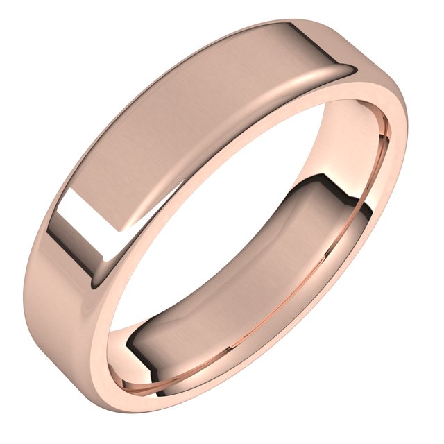 18K Rose 5 mm Flat Comfort Fit Round Edge Band Size 12