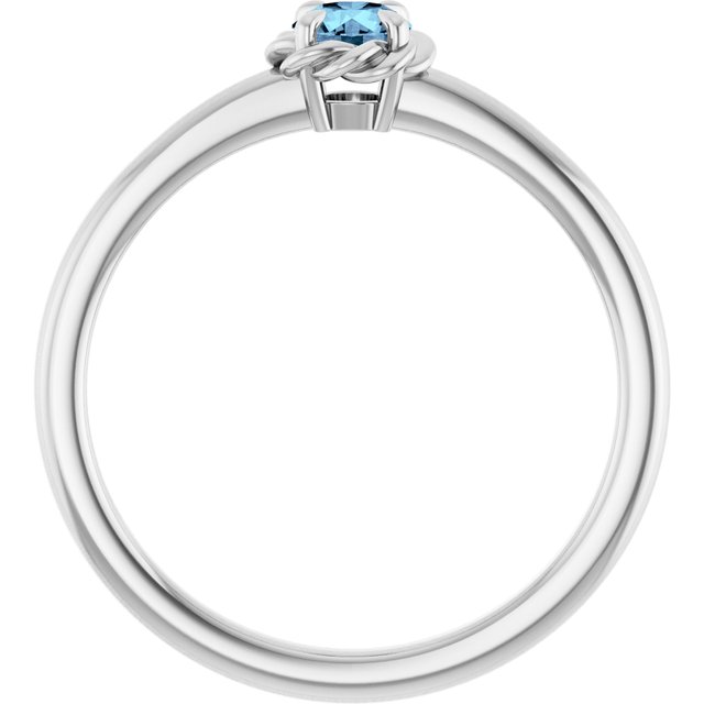 Sterling Silver Natural Aquamarine Solitaire Rope Ring