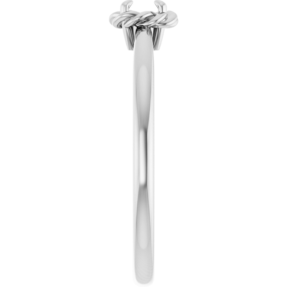 14K White 1/5 CT Natural Diamond Solitaire Rope Ring