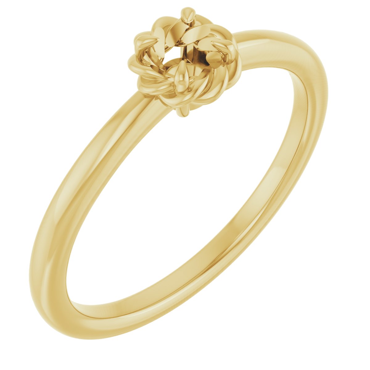 14K Yellow Natural White Sapphire Solitaire Rope Ring