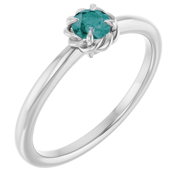 14K White Natural Alexandrite Solitaire Rope Ring