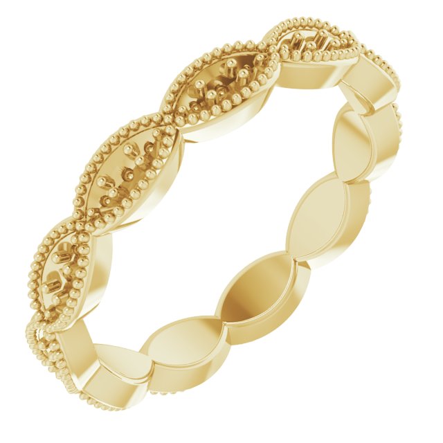 Beaded Edge Scalloped Eternity Band