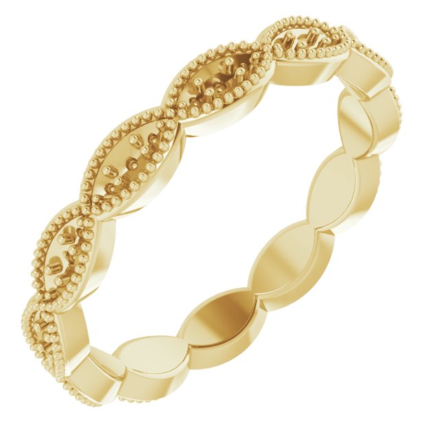 Beaded Edge Scalloped Eternity Band