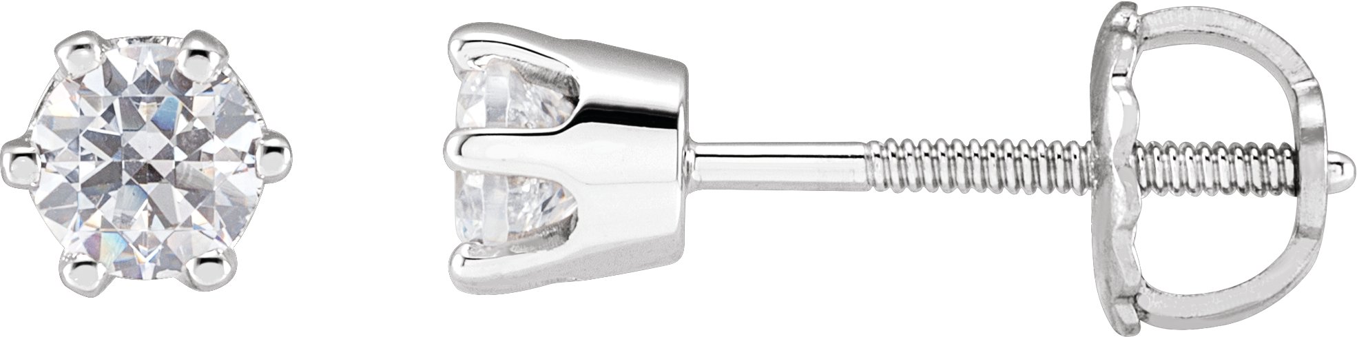 14K White 4 mm Imitation Cubic Zirconia Stud Earrings