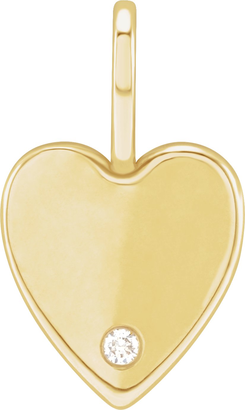 14K Yellow .02 CT Natural Diamond Engravable Heart Charm/Pendant
