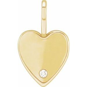 14K Yellow .02 CT Natural Diamond Heart Charm/Pendant