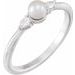 14K White Cultured White Akoya Pearl & 1/10 CTW Natural Diamond Ring