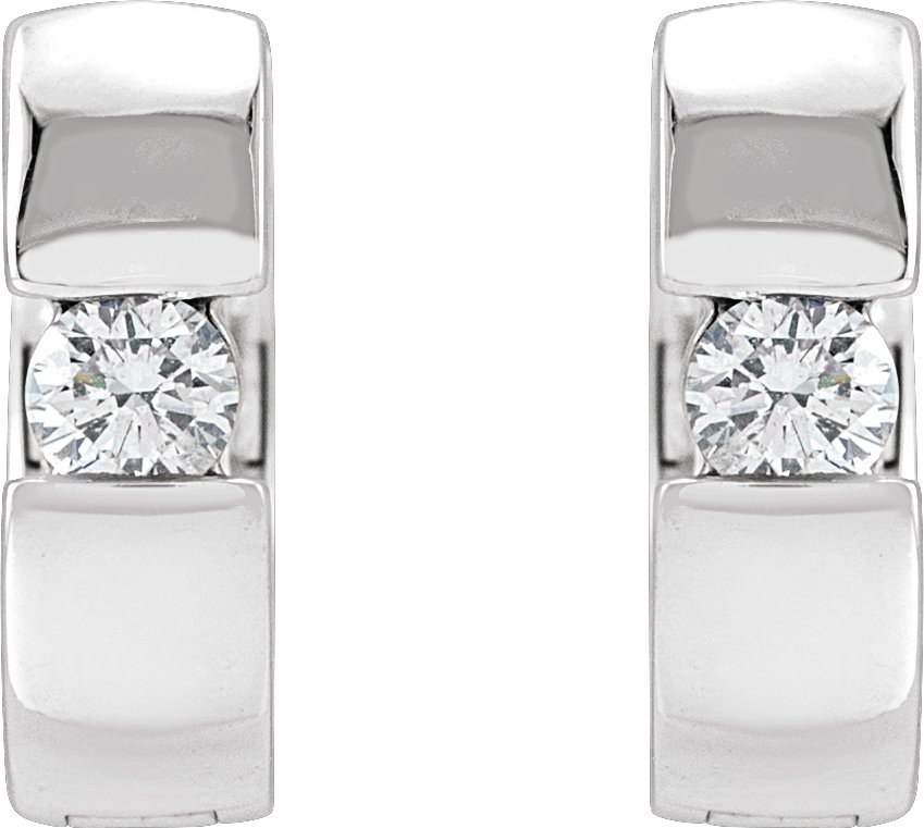 14K White 12 mm 1/5 CTW Natural Diamond Hinged Huggie Earrings