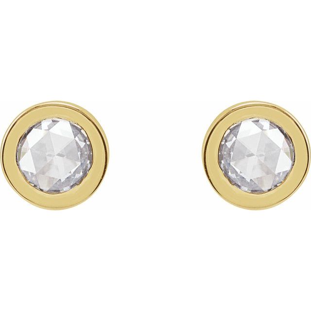 14K Yellow 1/3 CTW Rose-Cut Natural Diamond Bezel-Set Earrings