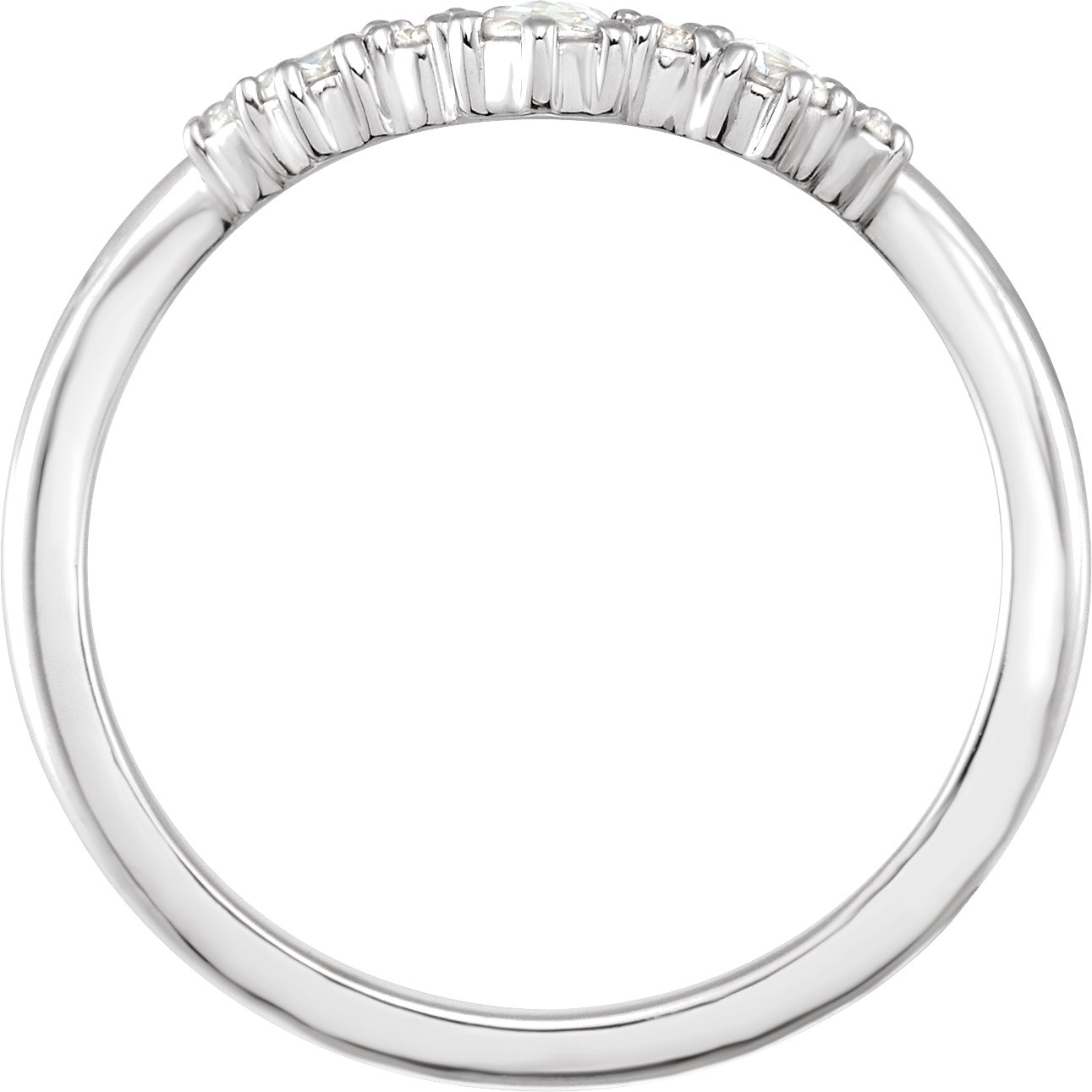Alternative view of 1/5 CTW Natural Diamond Rose Cut And Faceted Contour Band – 14K White Gold