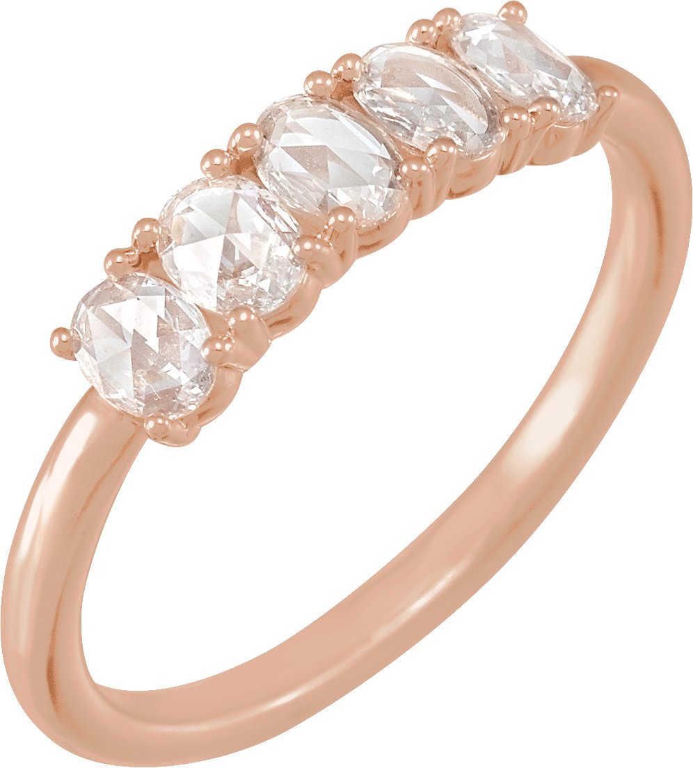 14K Rose 1/2 CTW Natural Rose-Cut Diamond Anniversary Band