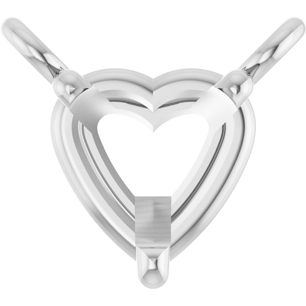14K White 4x4 mm Heart 3-Prong Solitaire Necklace Center