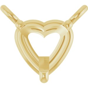 18K Yellow 4x4 mm Heart 3-Prong Solitaire Necklace Center