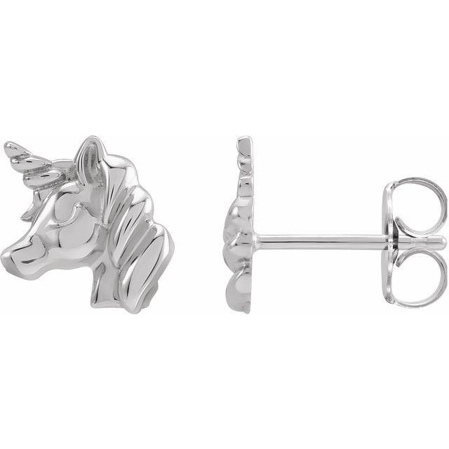 Sterling Silver Youth Unicorn Earrings