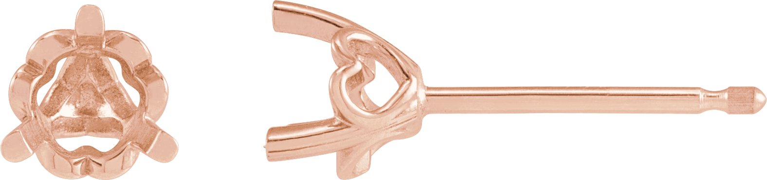 Round 3-Prong Heart Stud Earrings