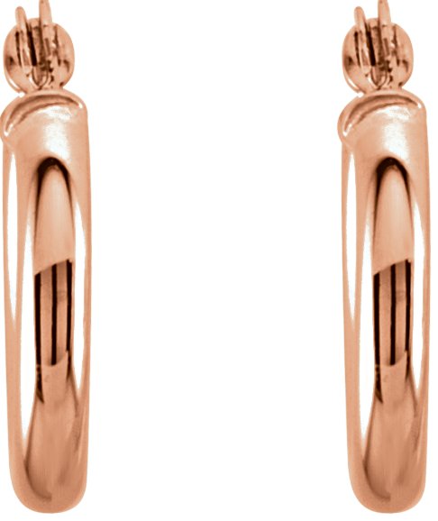 Alternative view of Round Tube Hoop Earrings – 14K Rose Gold
