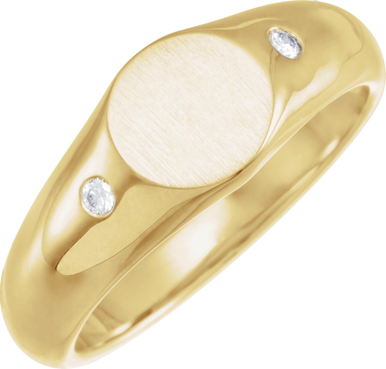 14K Yellow  .06 CTW Natural Diamond 8.6 mm Round Signet Ring