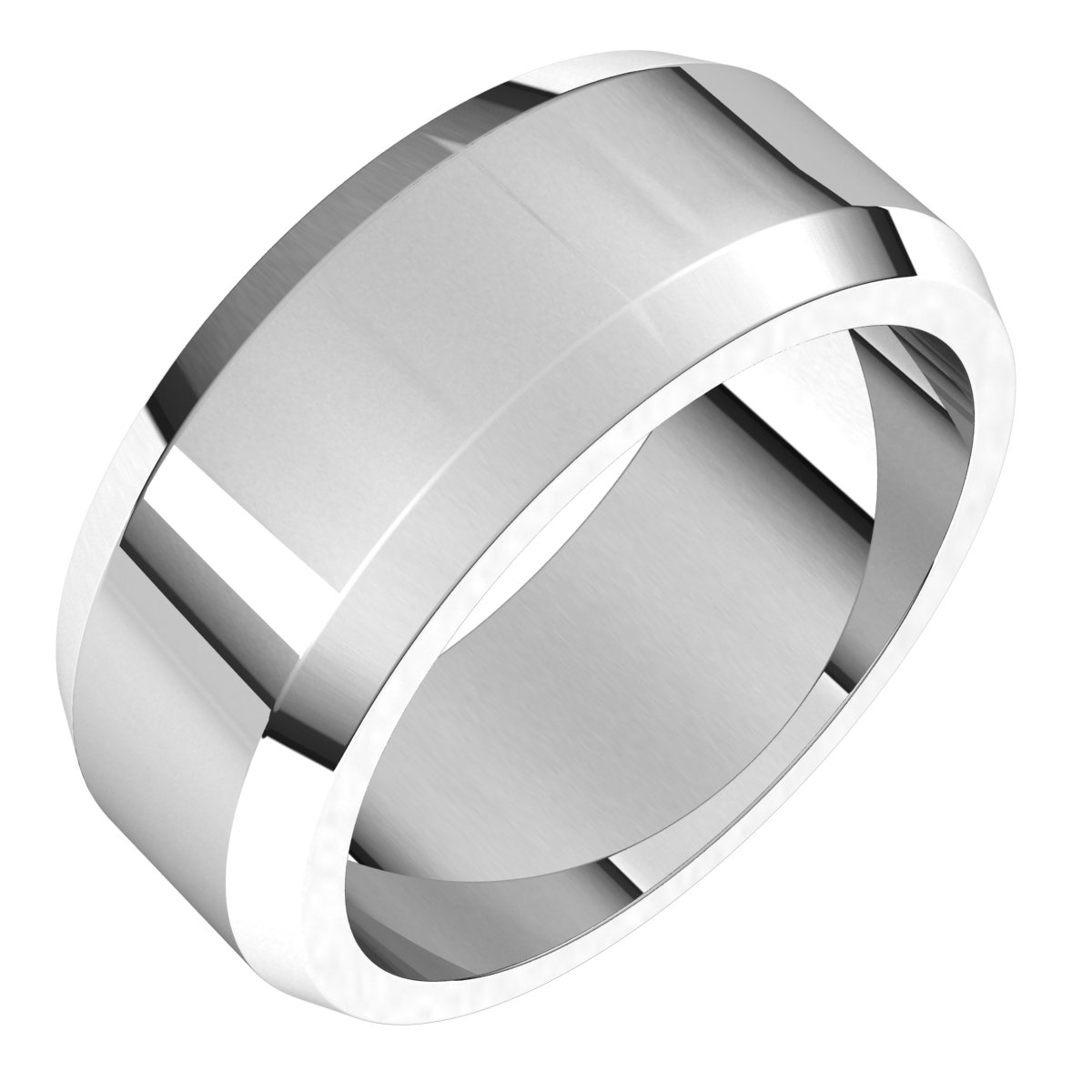 Platinum 8 mm Beveled Edge Band Size 8