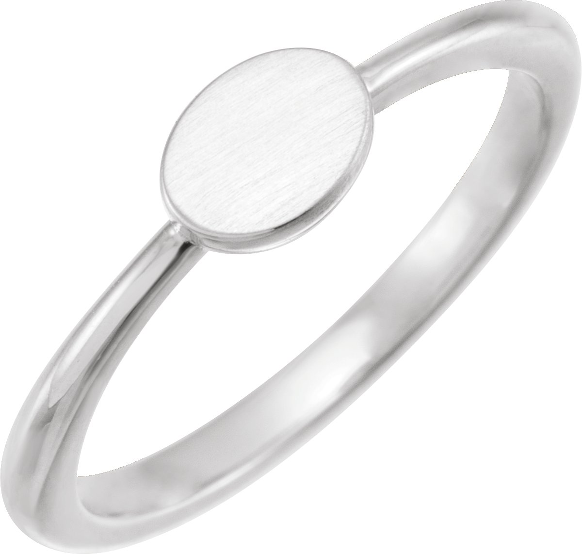 14K White 6.75x5 mm Oval Engravable Ring