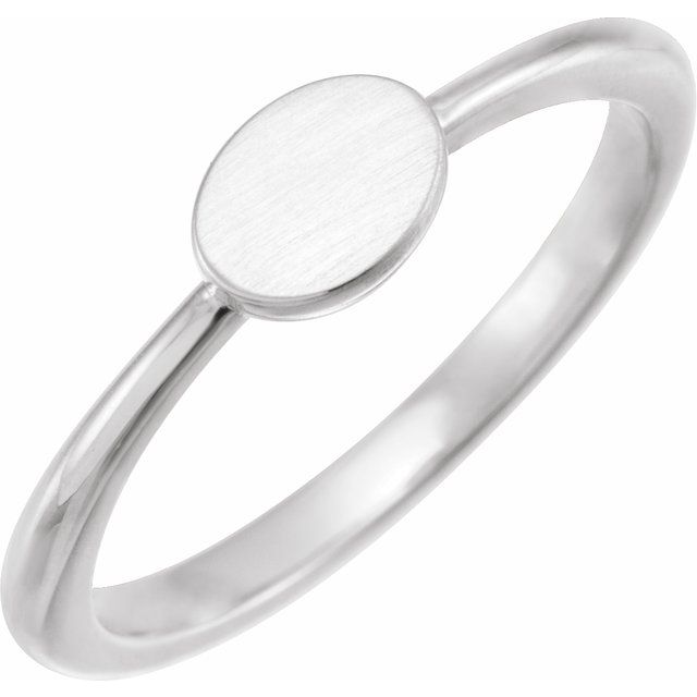 Platinum 6.75x5 mm Oval Engravable Ring
