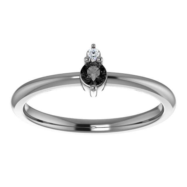 Sterling Silver Natural Black Onyx & .015 CT Natural Diamond Ring