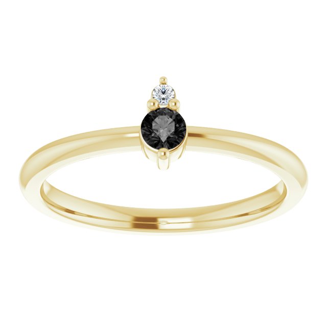 14K Yellow Natural Black Onyx & .015 CT Natural Diamond Ring