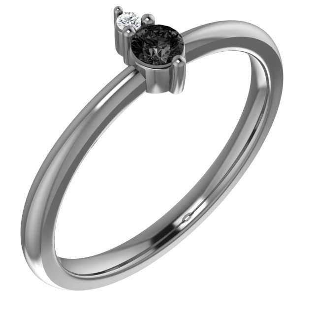 14K White Natural Black Onyx & .015 CT Natural Diamond Ring