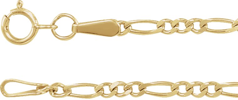 14K Yellow 1.9 mm Diamond-Cut Figaro 16 Chain