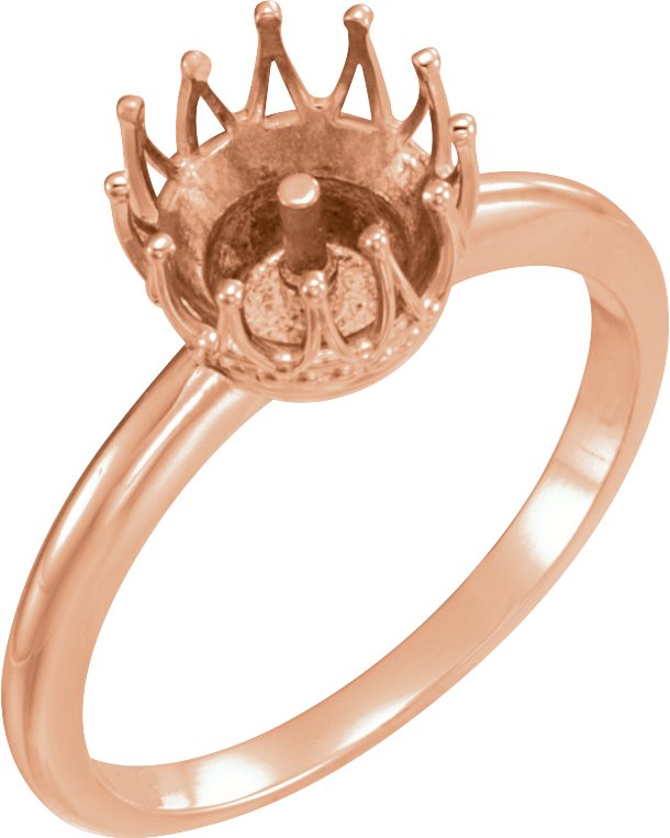 10K Rose Crown Ring Mounting for 6 mm Pearl  