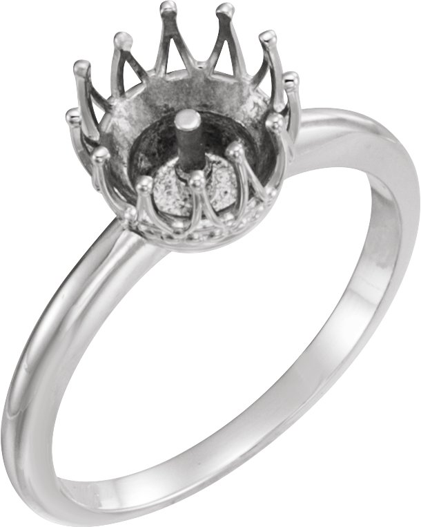 10K White Crown Ring Mounting for 6 mm Pearl  