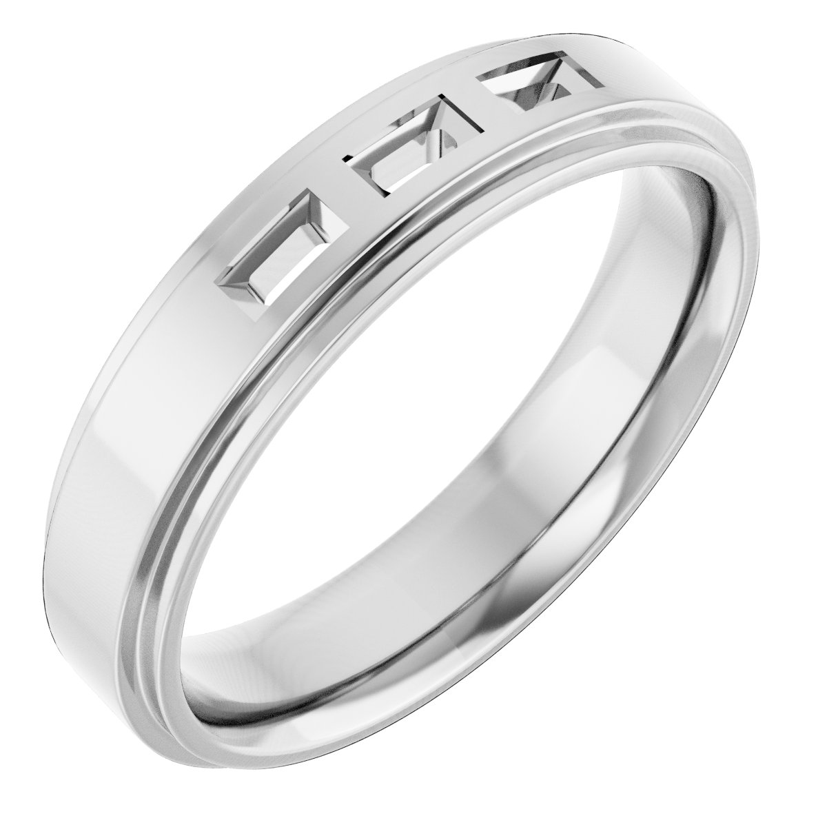 Stepped-Edge Three-Stone Band
