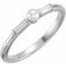 14K White Cultured Seed Pearl & 1/8 CTW Natural Diamond Ring