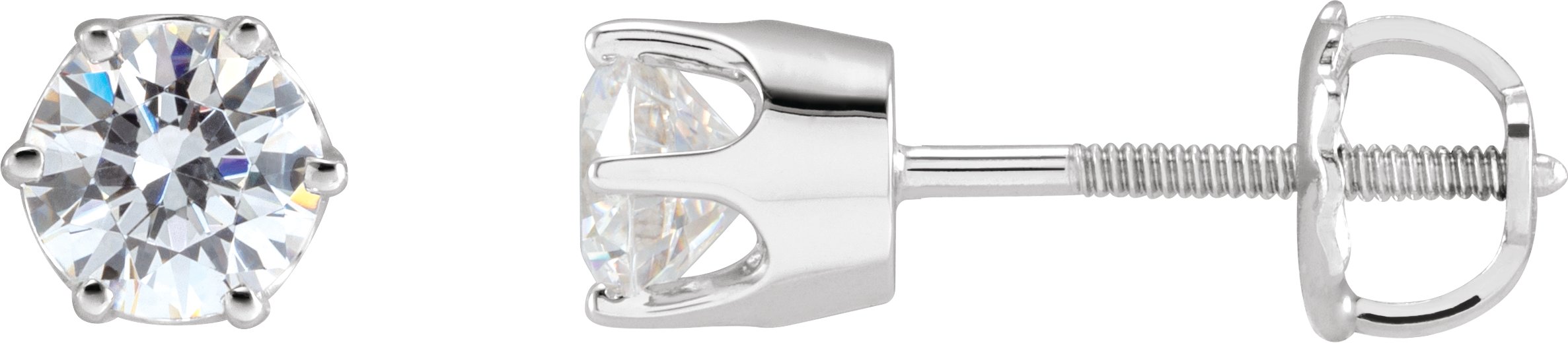 14K White 5 mm Imitation White Cubic Zirconia Stud Earrings