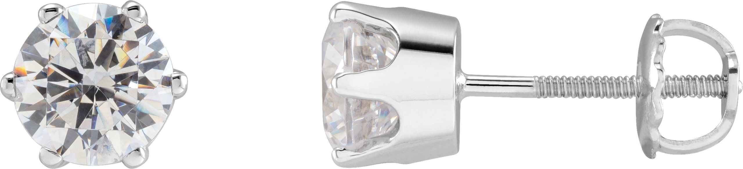 14K White 6.5 mm Imitation Cubic Zirconia Stud Earrings