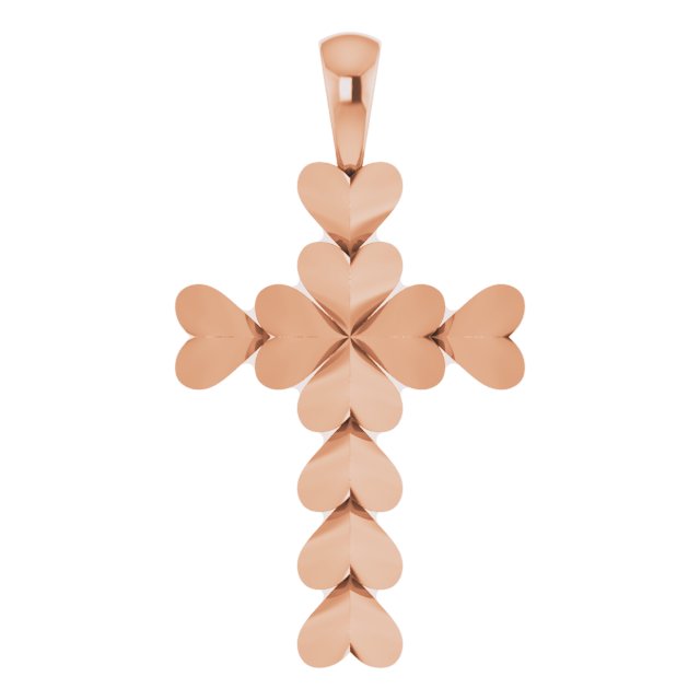 14K Rose 20.76x11.43 mm Heart Cross Pendant