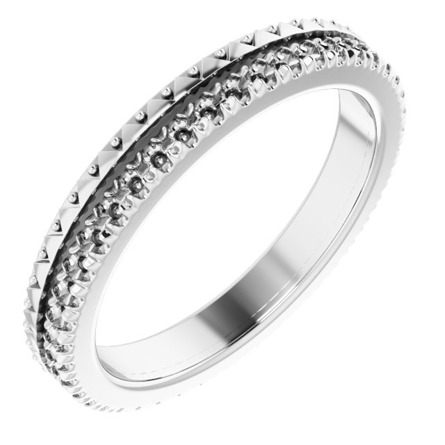 Beaded Geometric French-Set Eternity Band