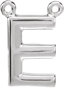 14K White Block Initial E Necklace Center