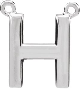 14K White Block Initial H Necklace Center