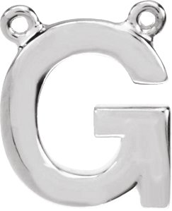 Sterling Silver Block Initial G Necklace Center