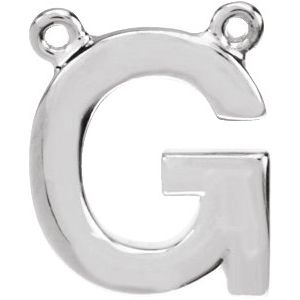 14K White Block Initial G Necklace Center