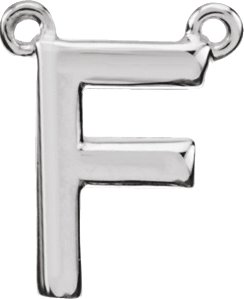 Sterling Silver Block Initial F Necklace Center