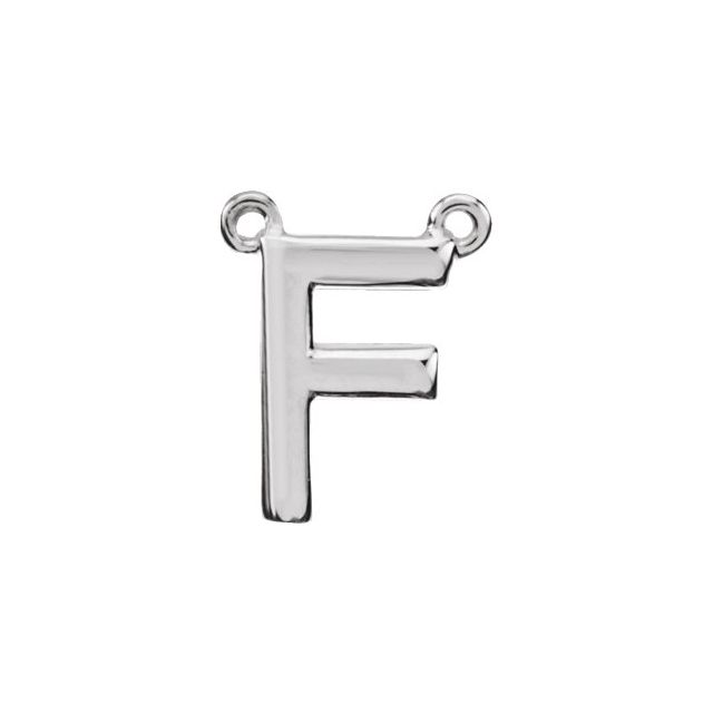 Sterling Silver Block Initial F Necklace Center