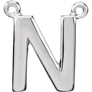 14K White Block Initial N Necklace Center