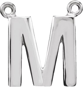 Sterling Silver Block Initial M Necklace Center
