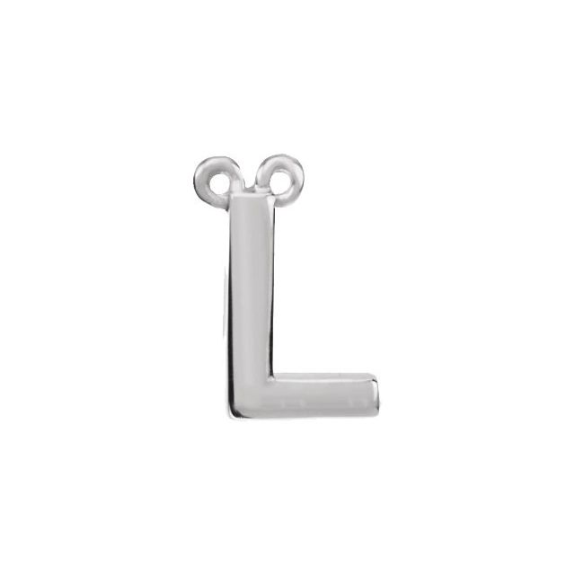 14K White Block Initial L Necklace Center
